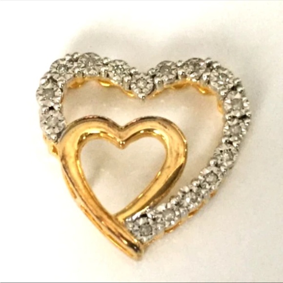 Vtg Heart Pendant MARKED OTC 925 STERLING SILVER Gold Wash PANDORA Compatible - Picture 1 of 4
